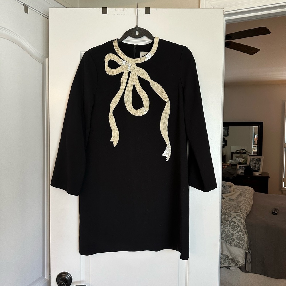 Tuckernuck Black Dress with Cream Bow Detail